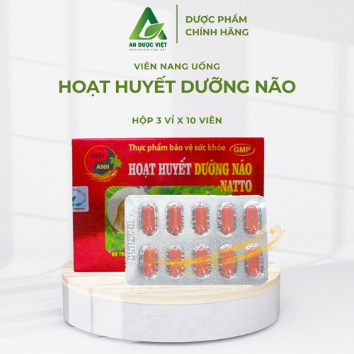 Hoạt huyết dưỡng não Natto hỗ trợ hoạt huyết tăng cường tuần hoàn máu não hộp 2 vỉ x 10 viên 750mg - An Dược Việt